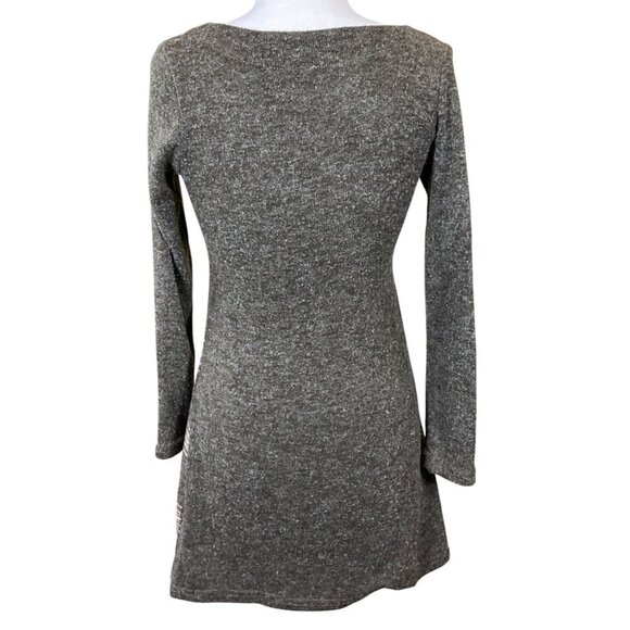 Vsign Italian Design LS Scoop Neck Plaid Brown Wool Blend Sweater Dress Small - Picture 4 of 8